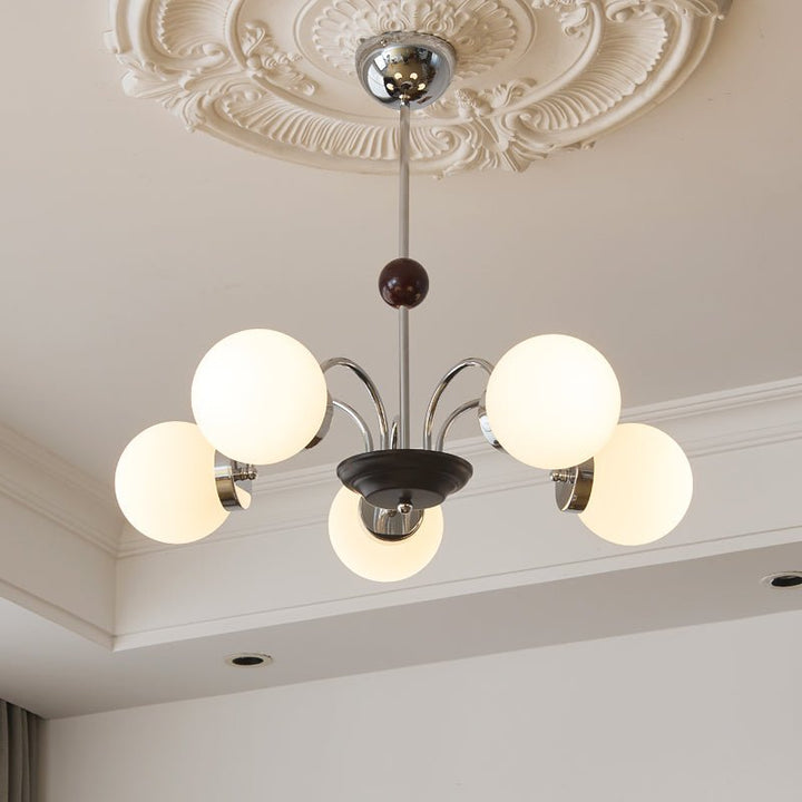 Lustra Chandelier Bois Verre Contemporain Courbé - Neutralighting