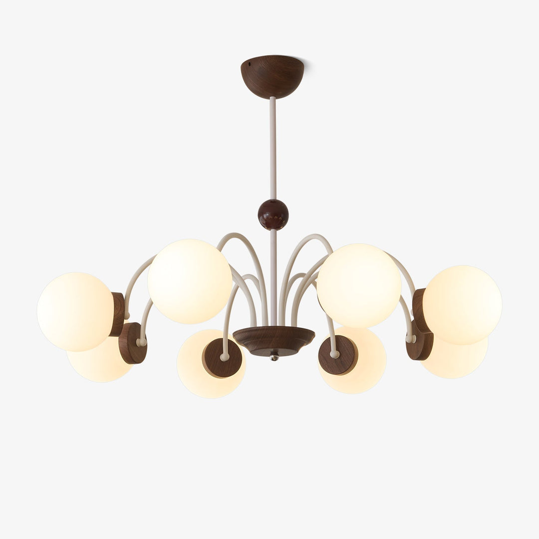 Lustra Chandelier Bois Verre Contemporain Courbé - Neutralighting