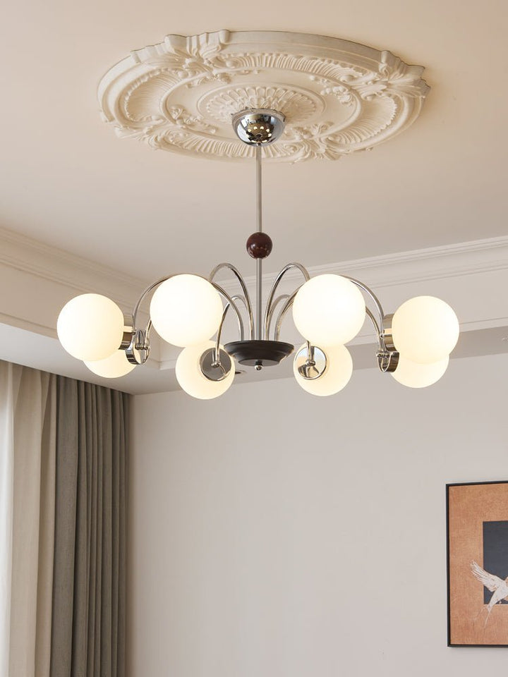 Lustra Chandelier Bois Verre Contemporain Courbé - Neutralighting