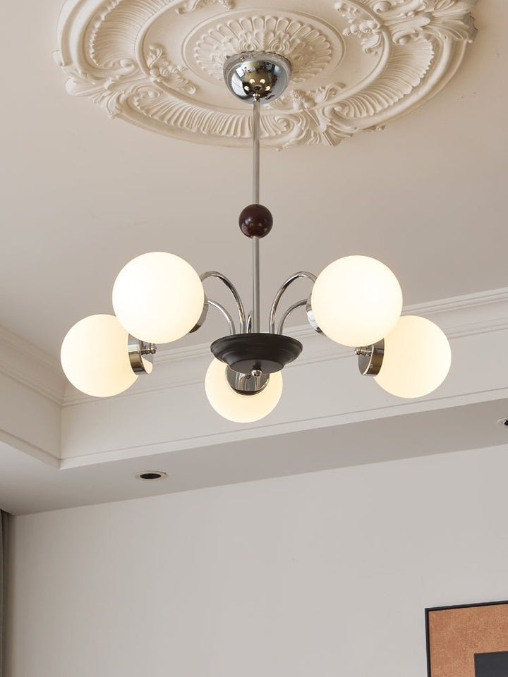 Lustra Chandelier Bois Verre Contemporain Courbé - Neutralighting