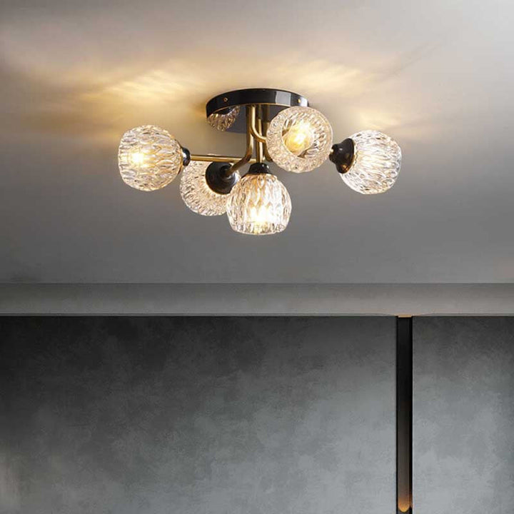 Valentina Luxueux Plafonnier Verre Métal Salon - Neutralighting