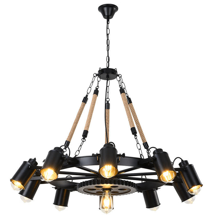 Epoch Suspension LED Industrielle Métal Noir/Corde Café/Bar - Neutralighting