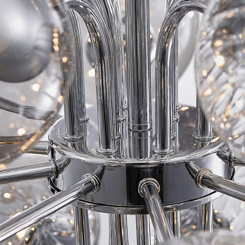 Valentina Lustre Moderne Bulle Grappe Argent Verre Métal Salon - Neutralighting