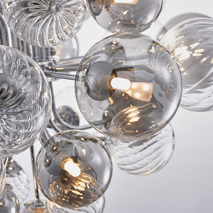 Valentina Lustre Moderne Bulle Grappe Argent Verre Métal Salon - Neutralighting