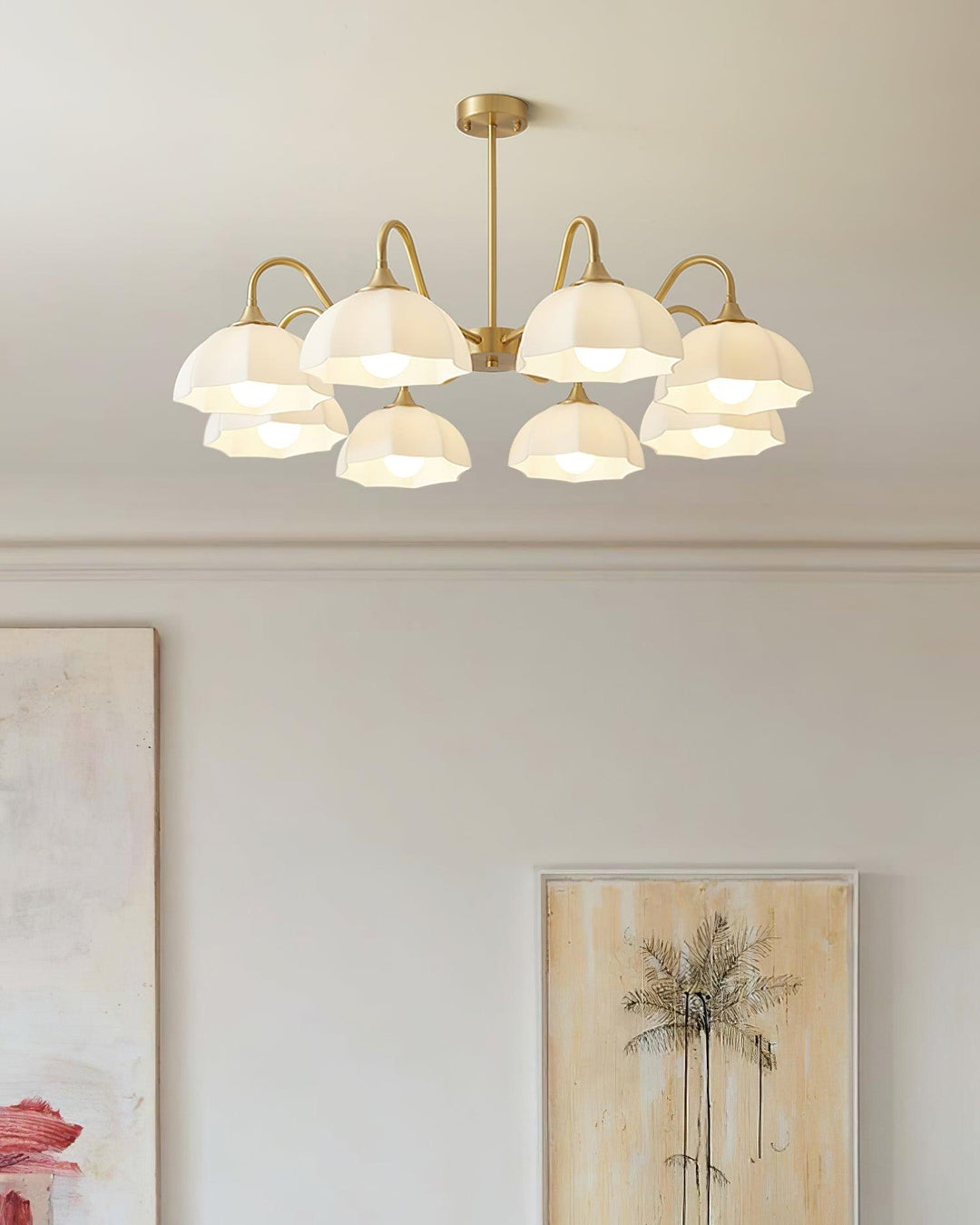 Lustra Chandelier Bol En Verre Octagonal Cuivre Français - Neutralighting