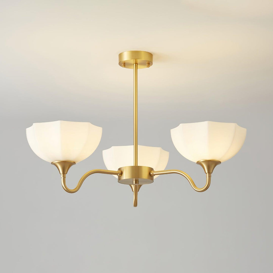 Lustra Chandelier Bol En Verre Octagonal Cuivre Français - Neutralighting