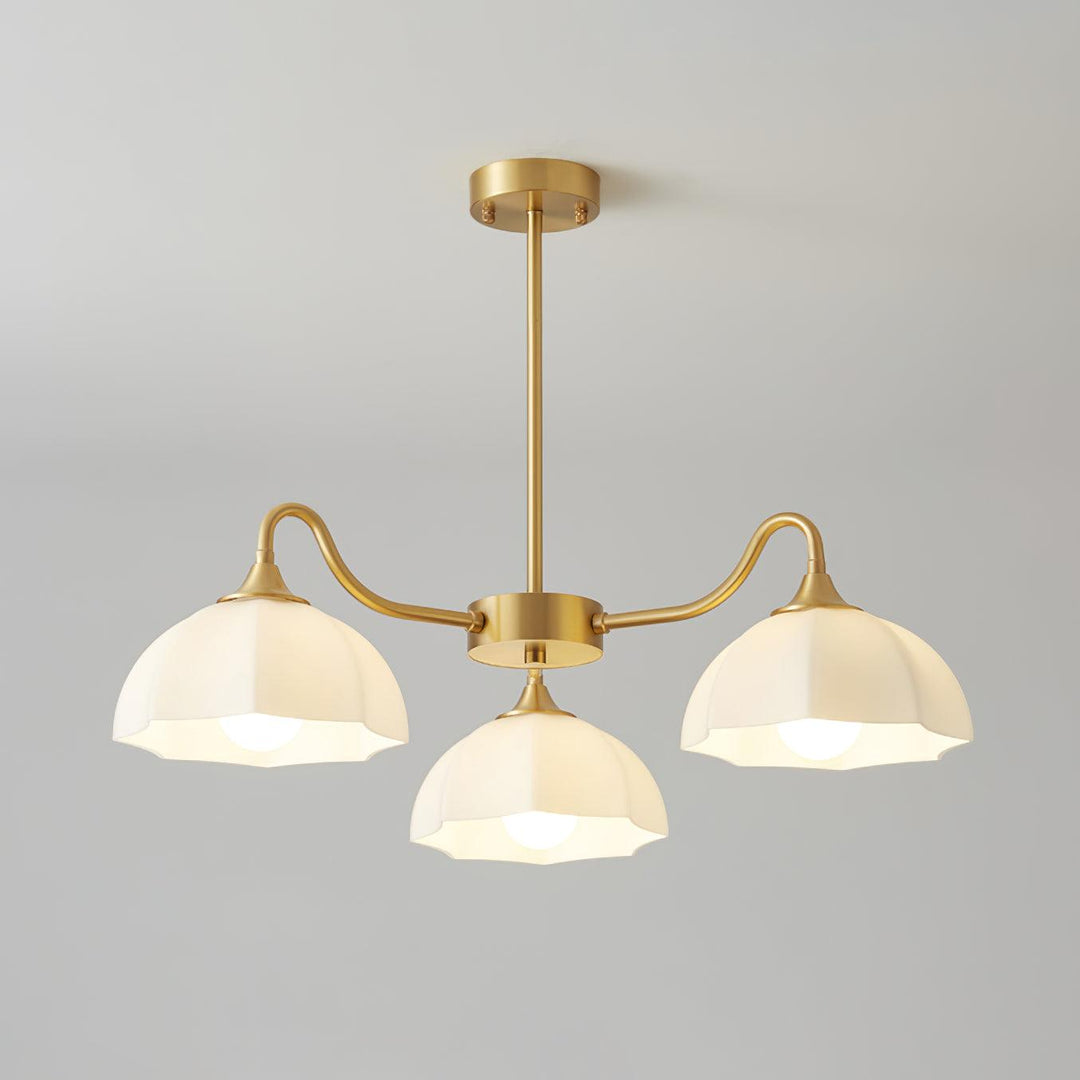 Lustra Chandelier Bol En Verre Octagonal Cuivre Français - Neutralighting