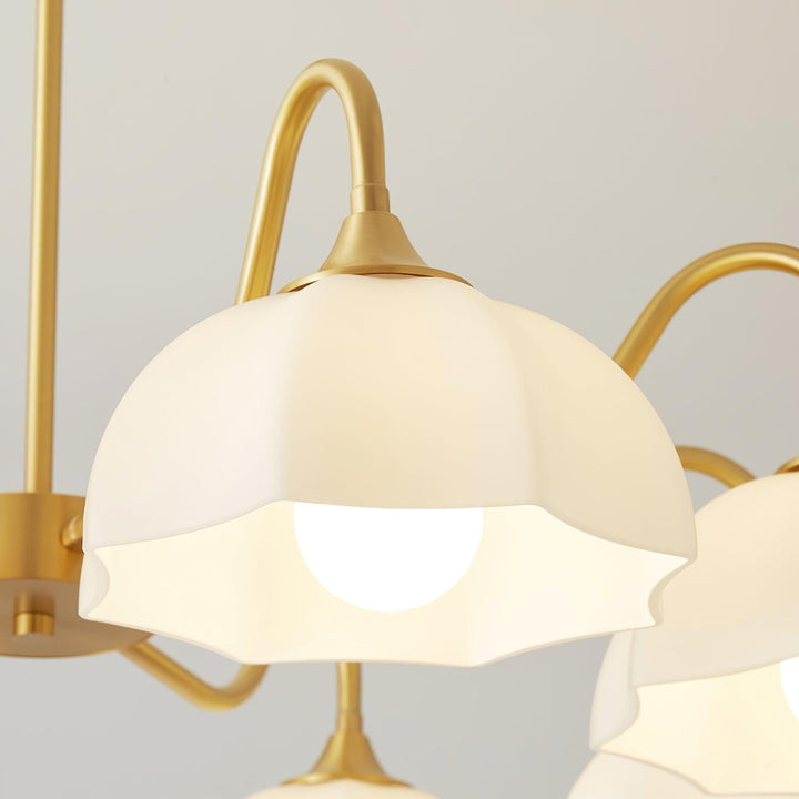 Lustra Chandelier Bol En Verre Octagonal Cuivre Français - Neutralighting