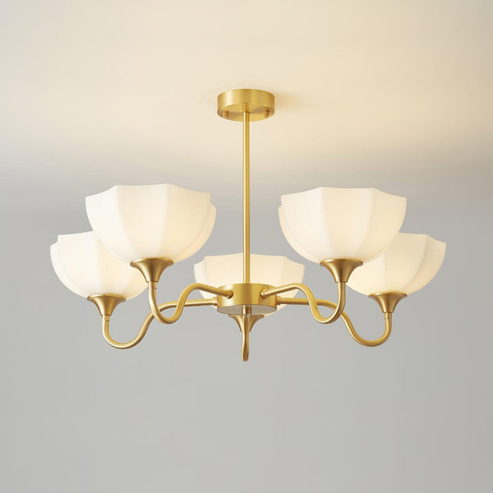 Lustra Chandelier Bol En Verre Octagonal Cuivre Français - Neutralighting