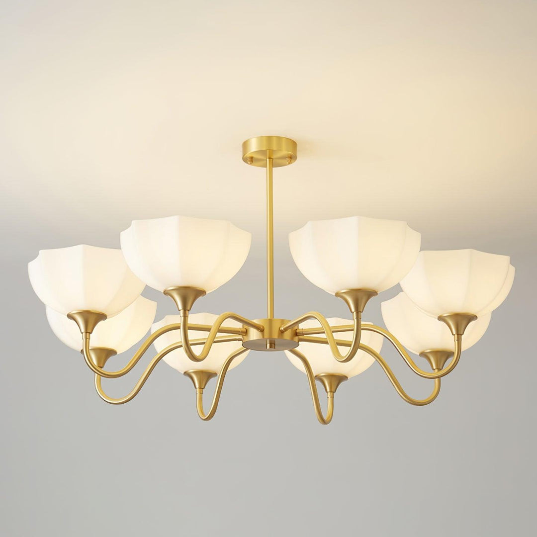 Lustra Chandelier Bol En Verre Octagonal Cuivre Français - Neutralighting