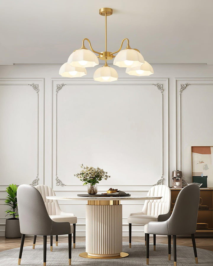Lustra Chandelier Bol En Verre Octagonal Cuivre Français - Neutralighting
