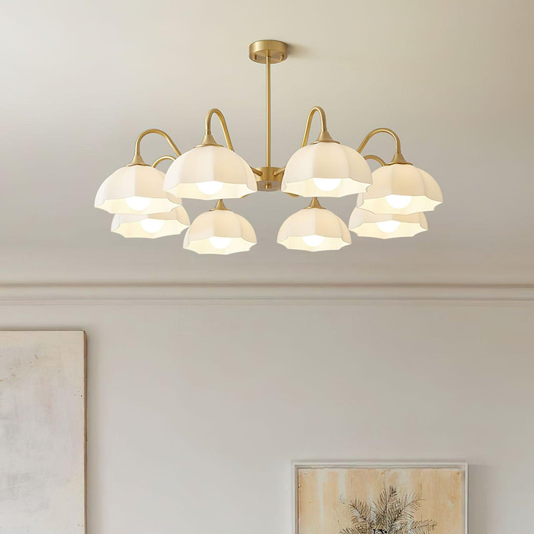 Lustra Chandelier Bol En Verre Octagonal Cuivre Français - Neutralighting