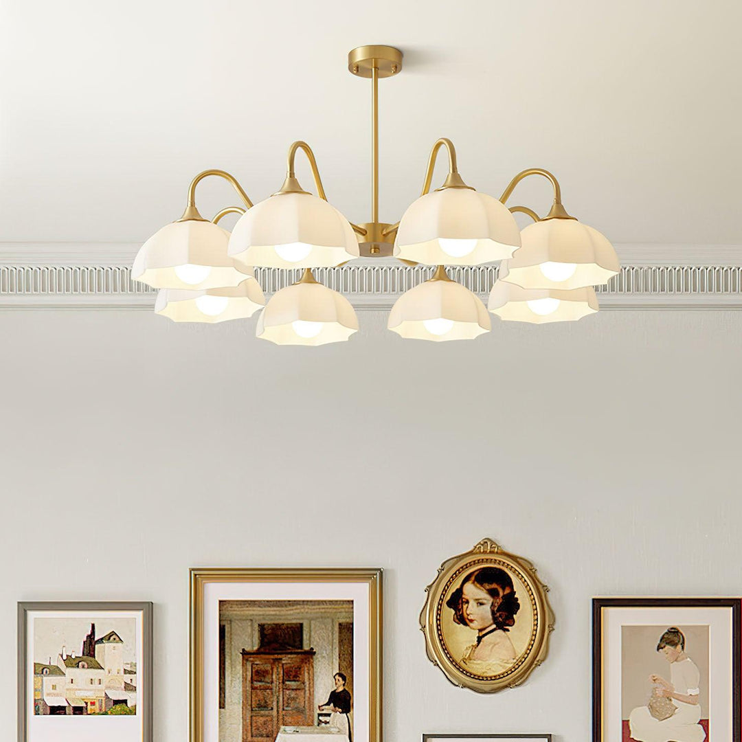 Lustra Chandelier Bol En Verre Octagonal Cuivre Français - Neutralighting