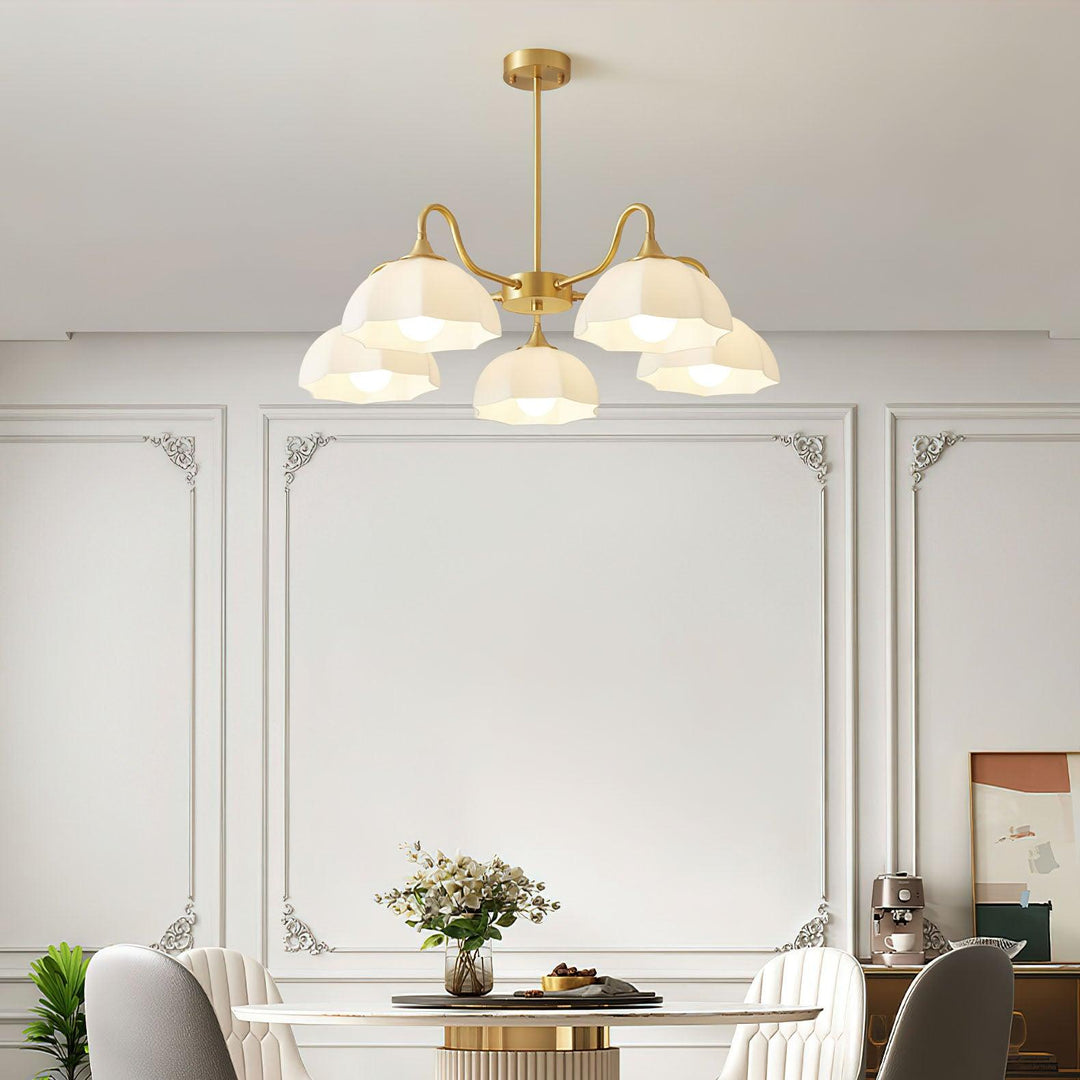 Lustra Chandelier Bol En Verre Octagonal Cuivre Français - Neutralighting
