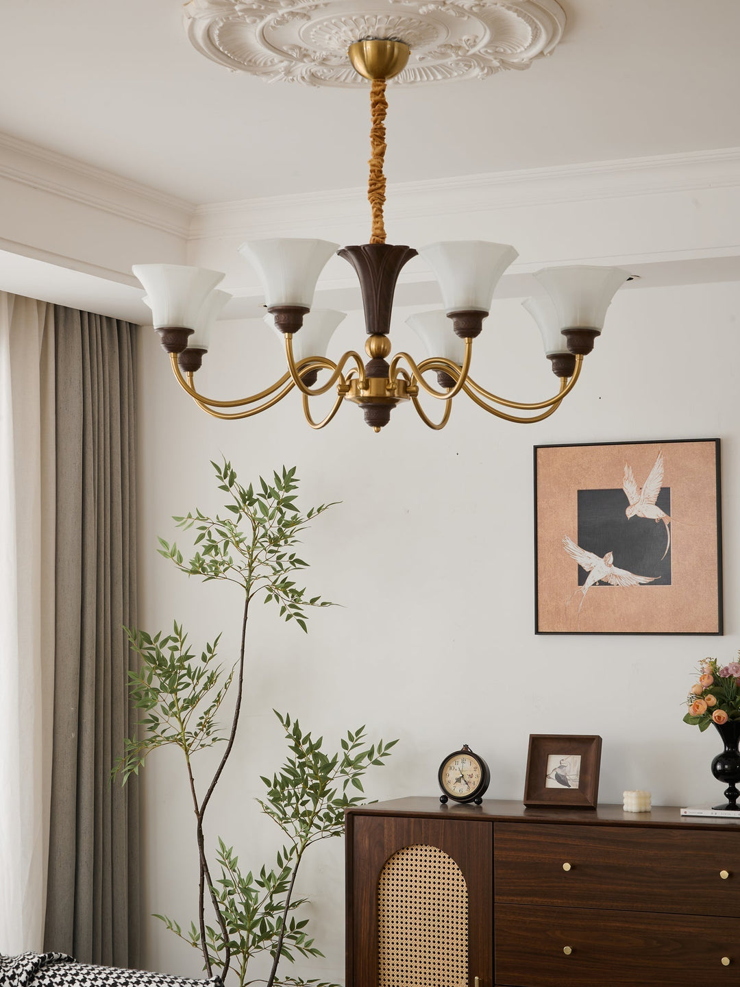 Ciphaen Chandelier en Bois et Verre Vintage - Neutralighting