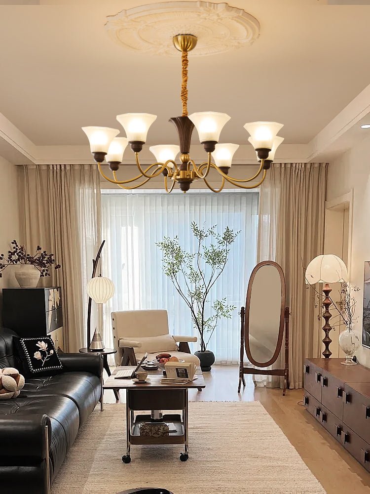 Ciphaen Chandelier en Bois et Verre Vintage - Neutralighting