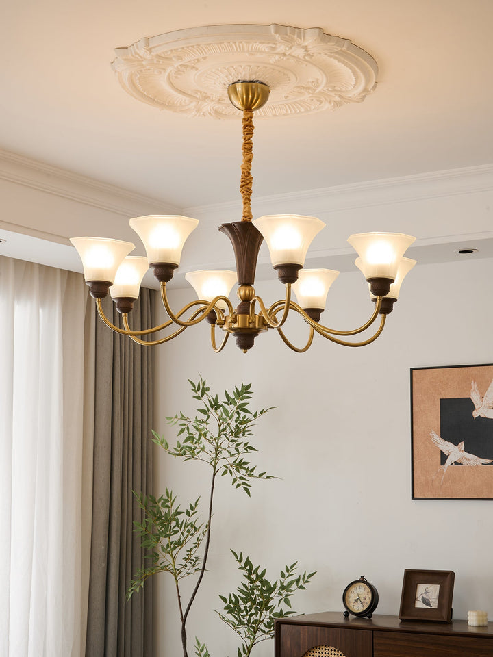 Ciphaen Chandelier en Bois et Verre Vintage - Neutralighting