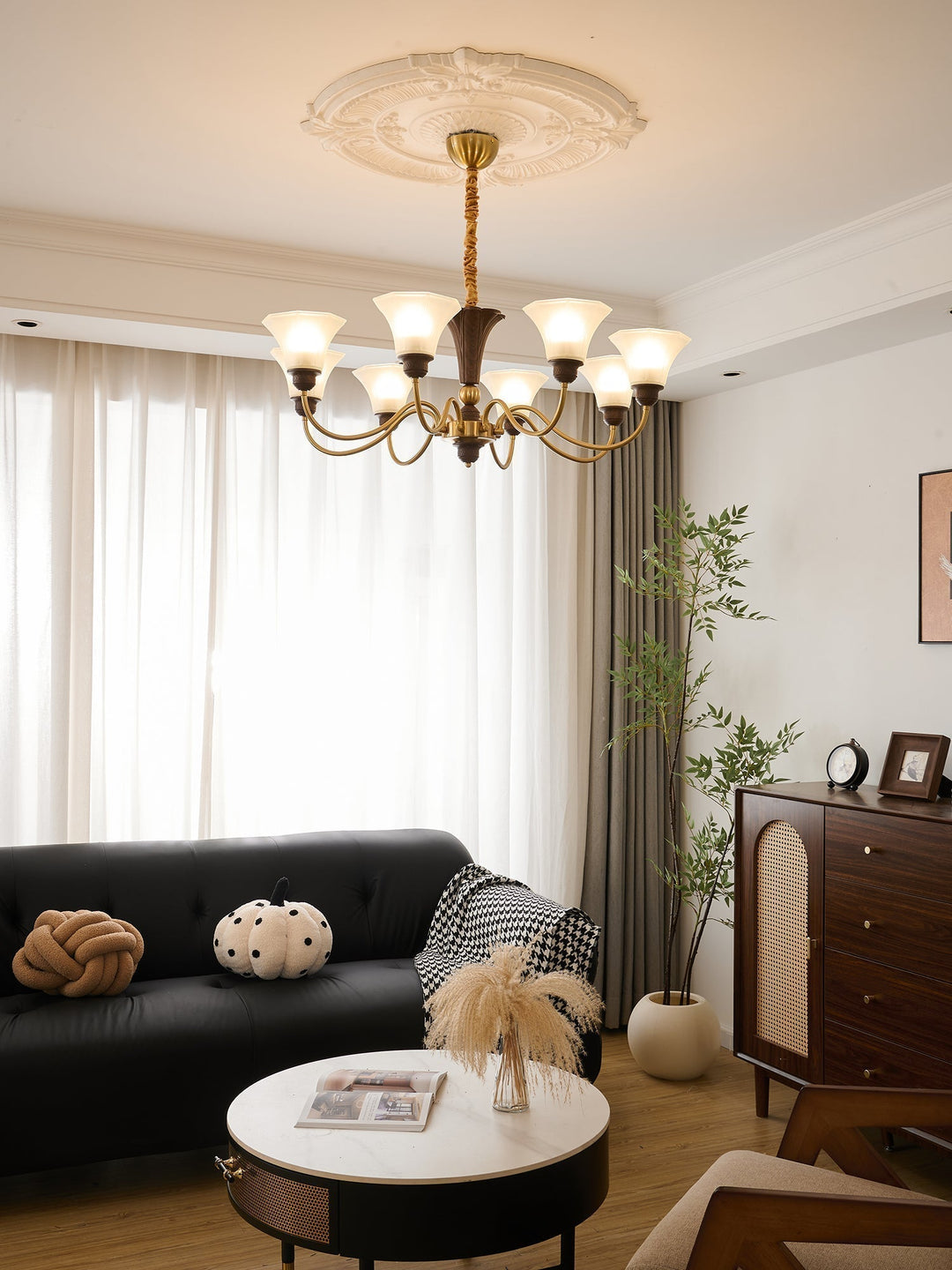 Ciphaen Chandelier en Bois et Verre Vintage - Neutralighting