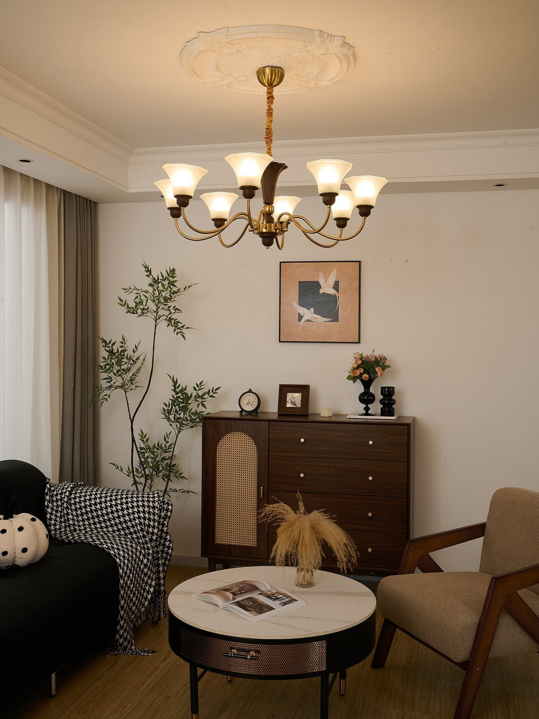 Ciphaen Chandelier en Bois et Verre Vintage - Neutralighting