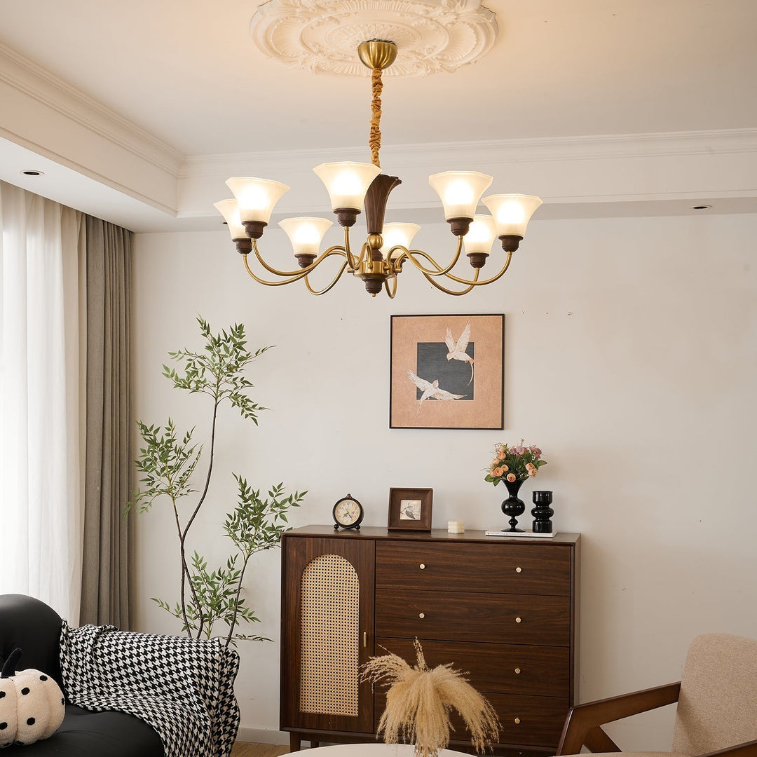 Ciphaen Chandelier en Bois et Verre Vintage - Neutralighting