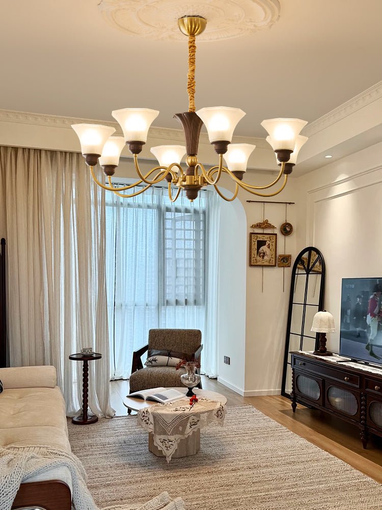 Ciphaen Chandelier en Bois et Verre Vintage - Neutralighting