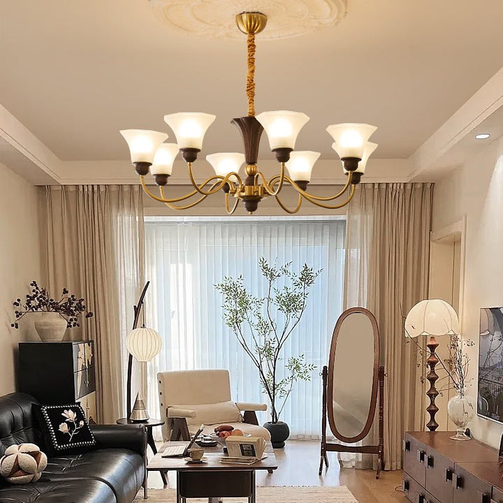 Ciphaen Chandelier en Bois et Verre Vintage - Neutralighting