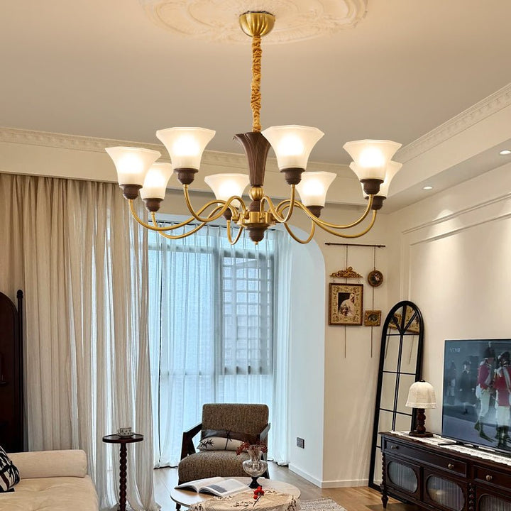 Ciphaen Chandelier en Bois et Verre Vintage - Neutralighting