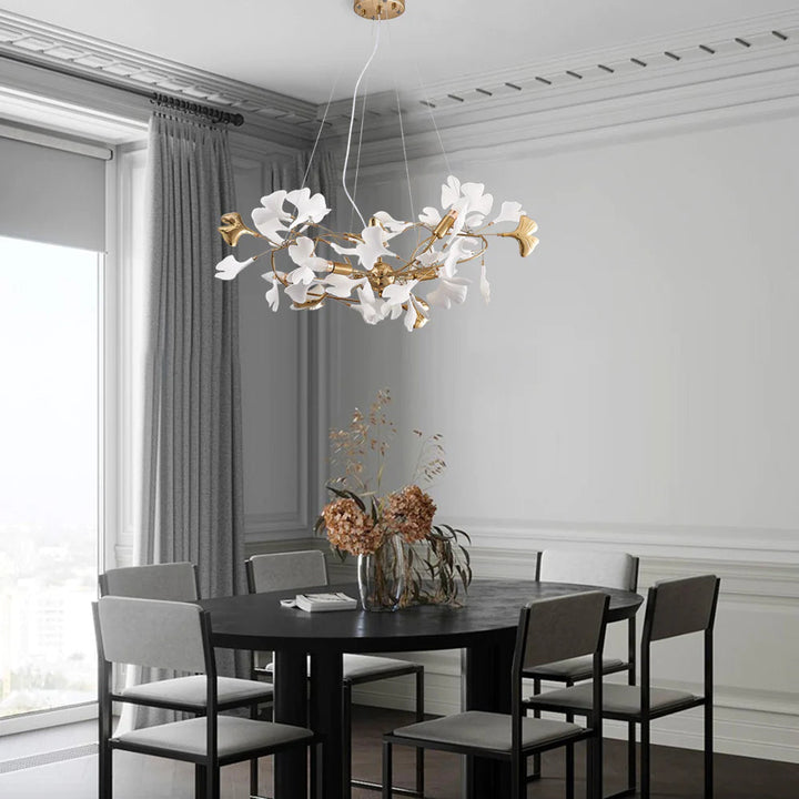 Davor Lustre Suspension Feuille Artistic Design. Métal/Céramique. Blanc. Salon - Neutralighting