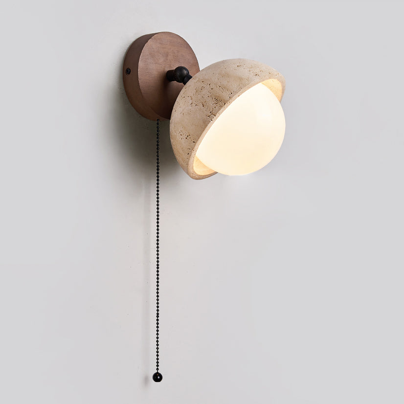 Myrinir Applique Murale Moderne Minimaliste en Bois et Travertin - Neutralighting