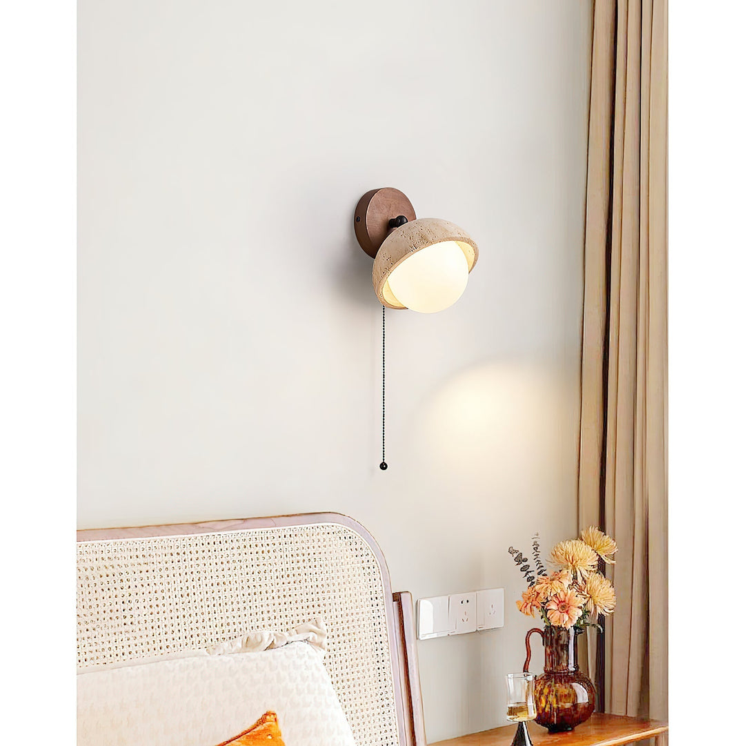 Myrinir Applique Murale Moderne Minimaliste en Bois et Travertin - Neutralighting