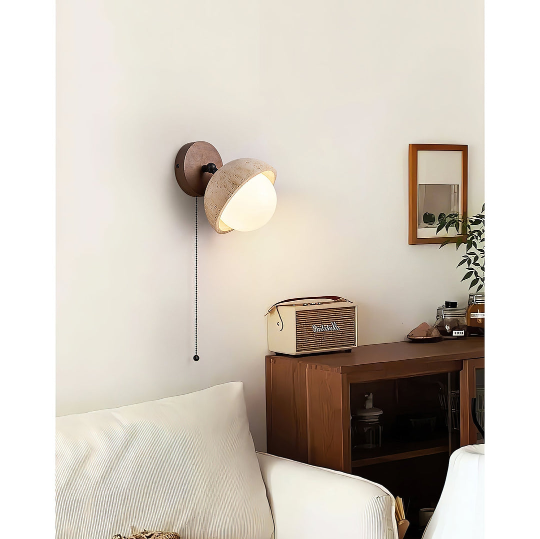 Myrinir Applique Murale Moderne Minimaliste en Bois et Travertin - Neutralighting