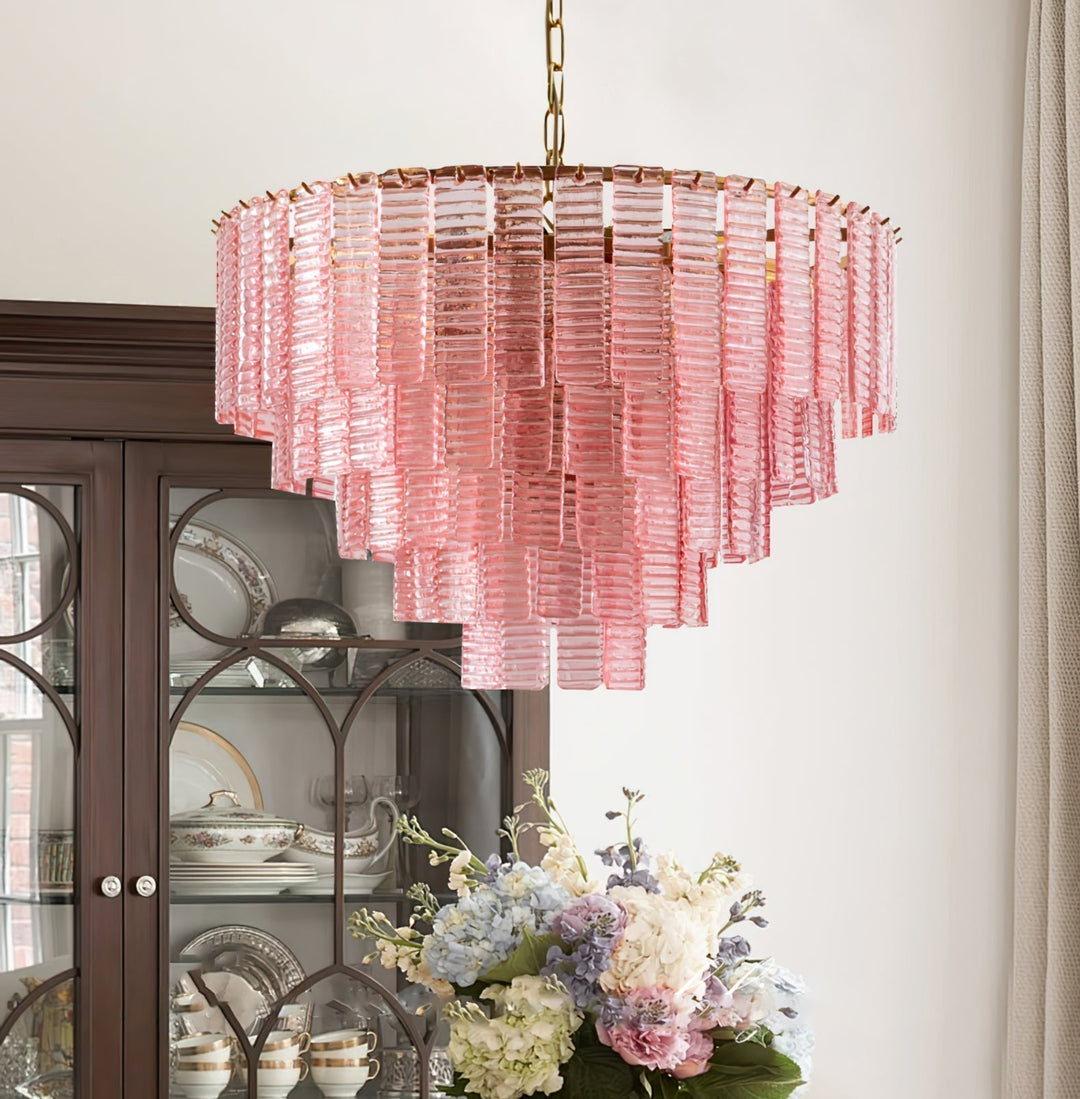 Aurora Lustre Rose Murano Verre Superposé Vintage Luxe - Neutralighting