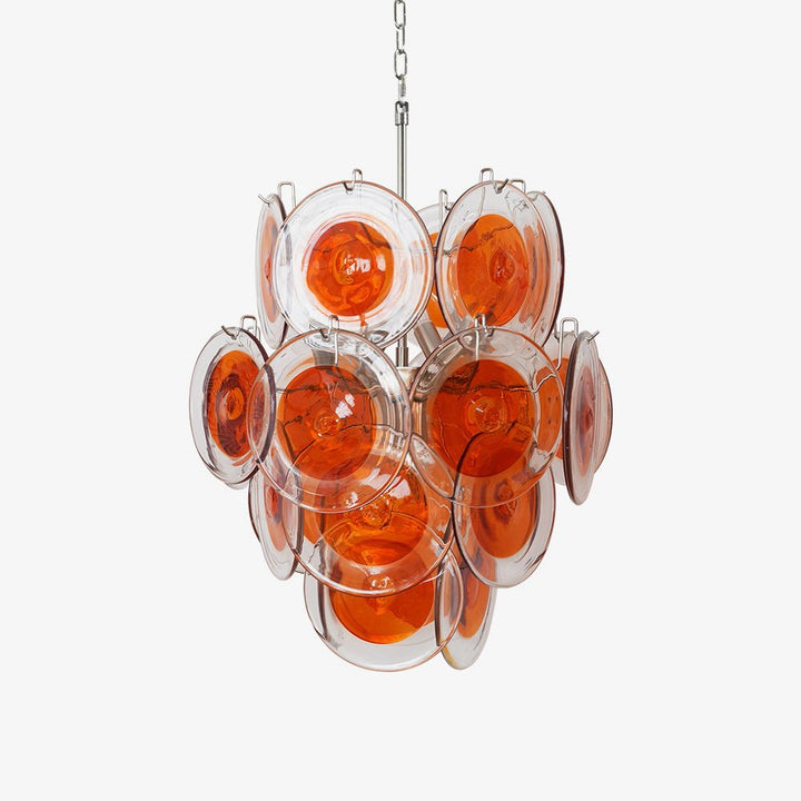 Aurora Chandelier en Verre de Murano Orange Disque Superposé - Neutralighting