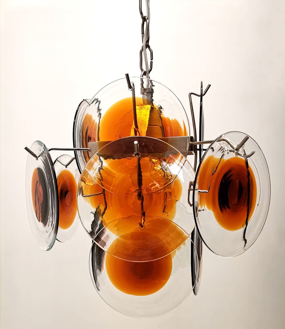 Aurora Chandelier Verre Murano Disque Mi-Siècle - Neutralighting