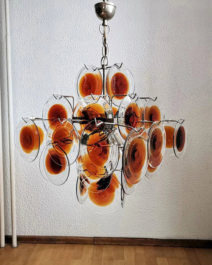 Aurora Chandelier Verre Murano Disque Mi-Siècle - Neutralighting