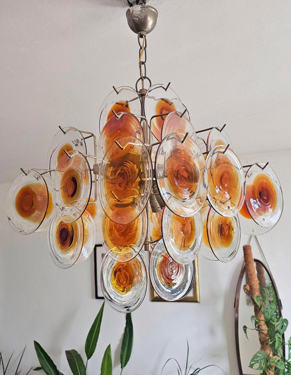 Aurora Chandelier Verre Murano Disque Mi-Siècle - Neutralighting