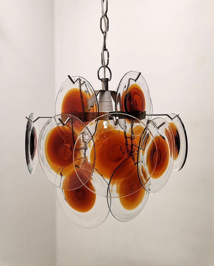 Aurora Chandelier Verre Murano Disque Mi-Siècle - Neutralighting