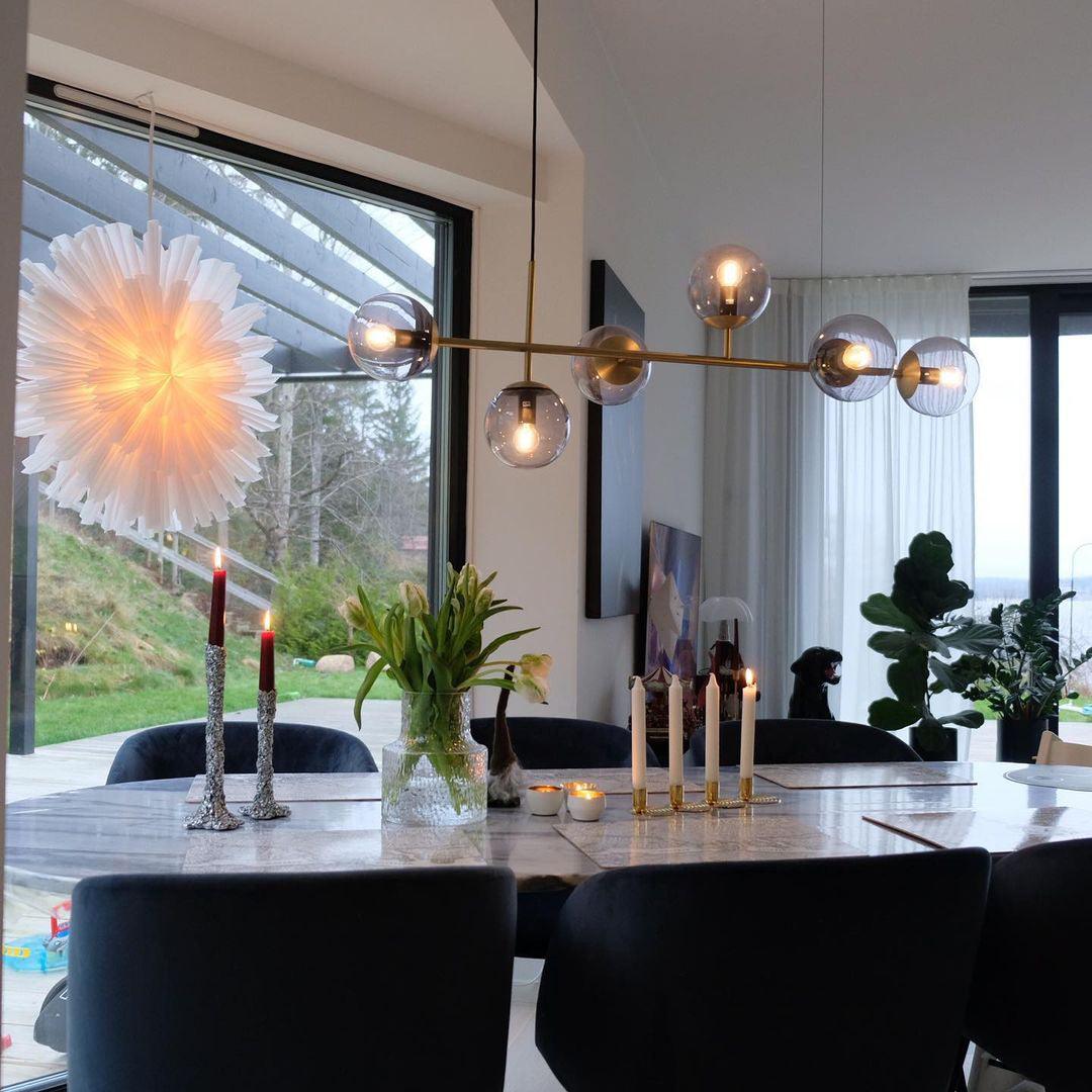 Lustra Suspension Orb Laiton Verre Pour Salon - Neutralighting