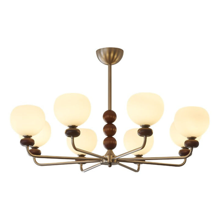 Vilorira Chandelier Classique Orbe Bois Noyer Verre Traditionnel - Neutralighting