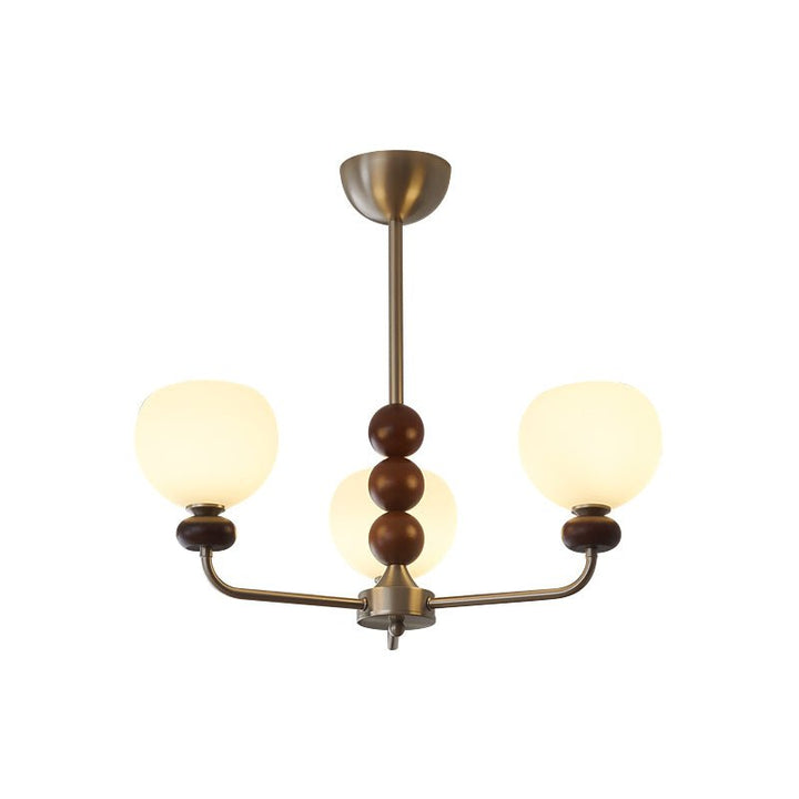 Vilorira Chandelier Classique Orbe Bois Noyer Verre Traditionnel - Neutralighting