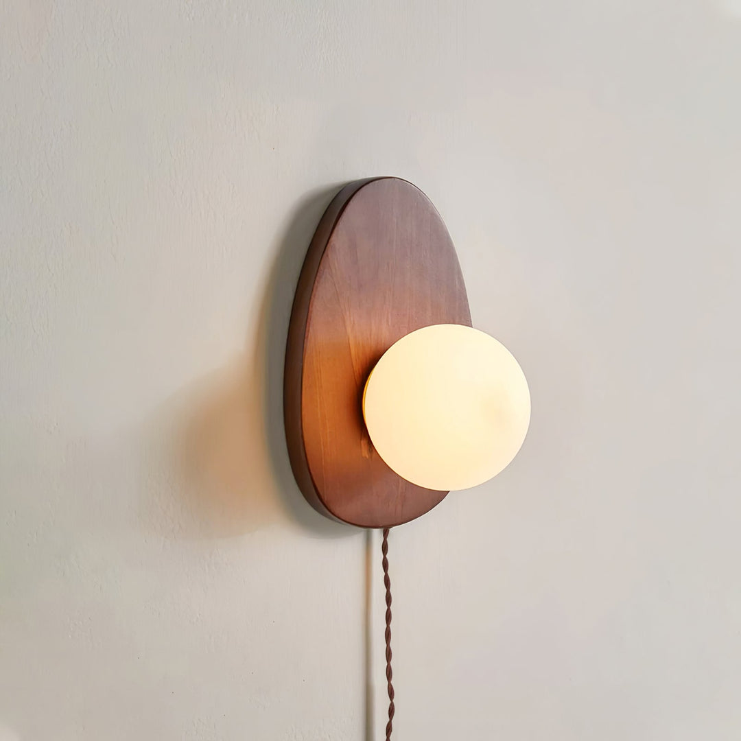 Nylaeiel Nordic Art Plug-in Walnut Glass Wood Wall Lamp - Neutralighting