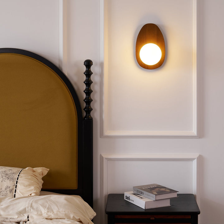 Nylaeiel Nordic Art Plug-in Walnut Glass Wood Wall Lamp - Neutralighting