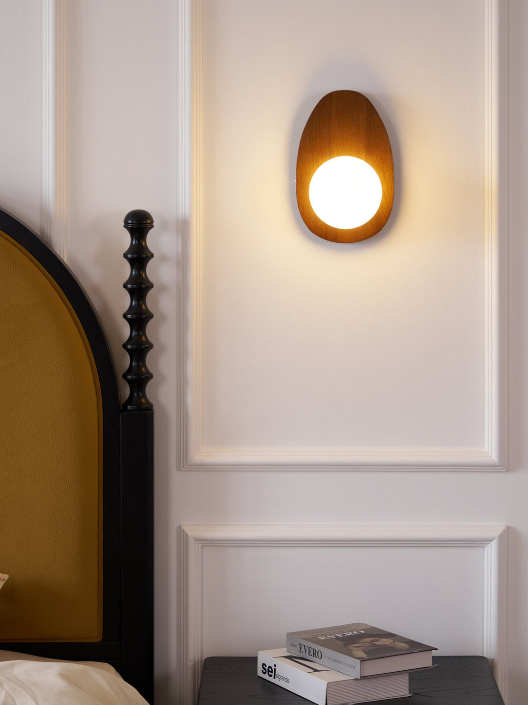 Nylaeiel Nordic Art Plug-in Walnut Glass Wood Wall Lamp - Neutralighting