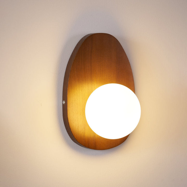 Nylaeiel Nordic Art Plug-in Walnut Glass Wood Wall Lamp - Neutralighting