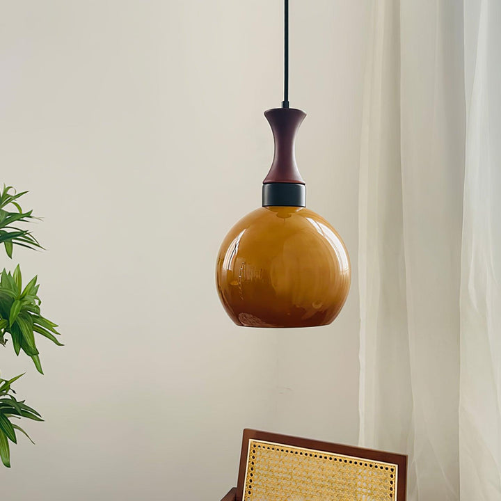 Orbique Lampe Suspension Bois Verre Moderne Minimaliste - Neutralighting