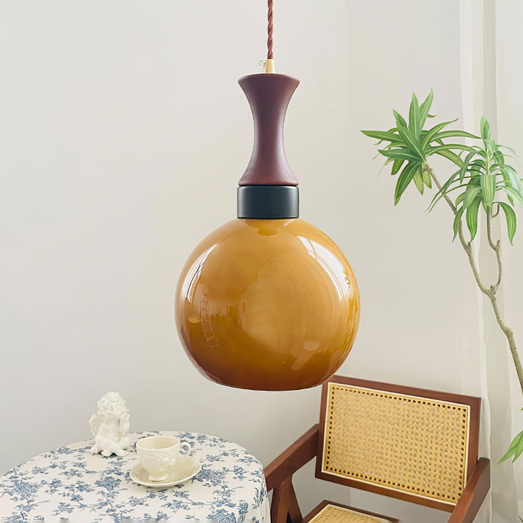 Orbique Lampe Suspension Bois Verre Moderne Minimaliste - Neutralighting