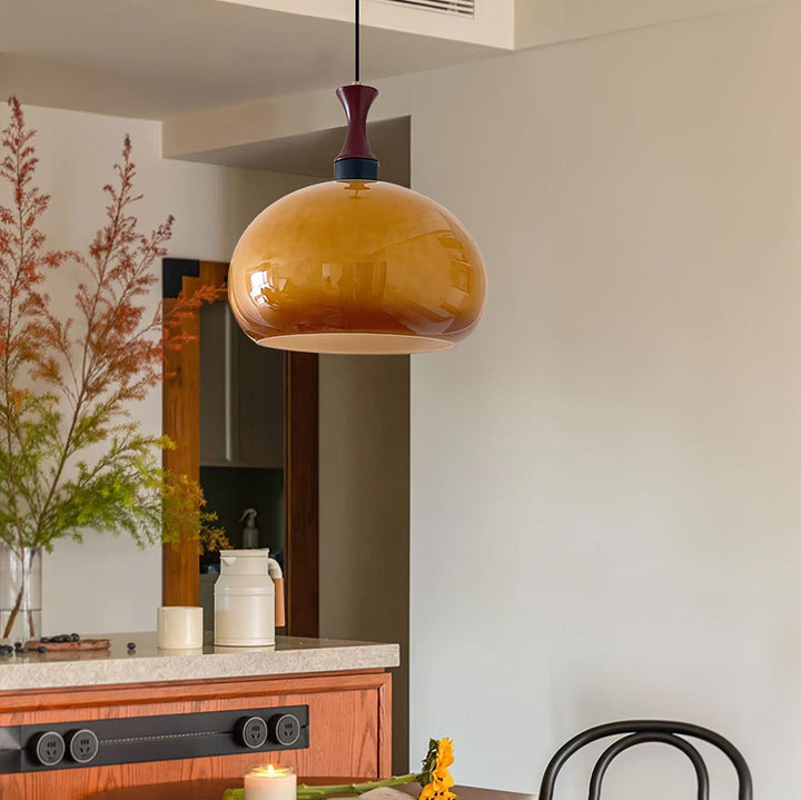 Orbique Lampe Suspension Bois Verre Moderne Minimaliste - Neutralighting