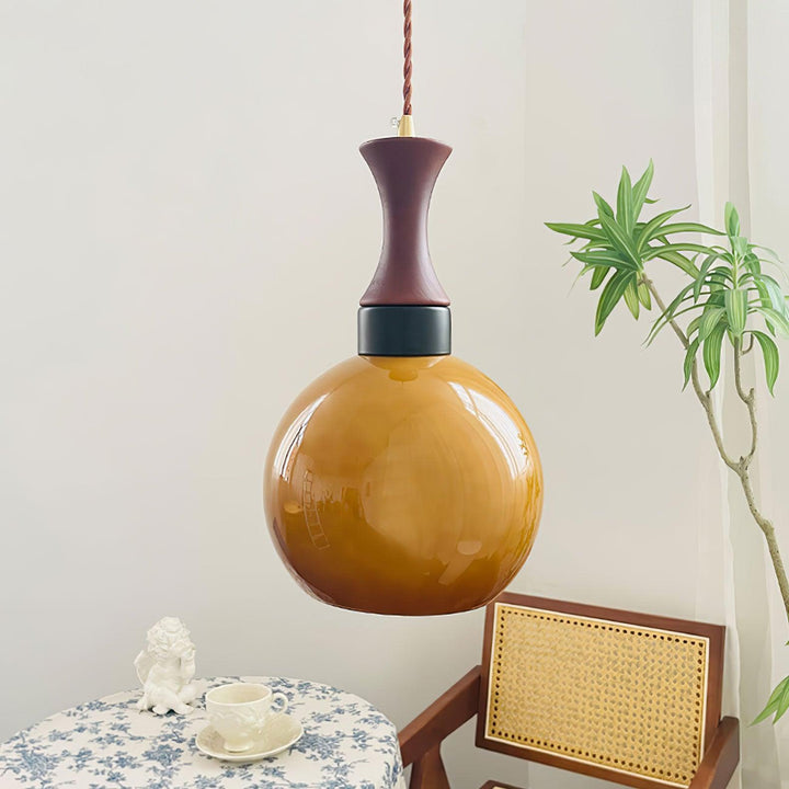 Orbique Lampe Suspension Bois Verre Moderne Minimaliste - Neutralighting