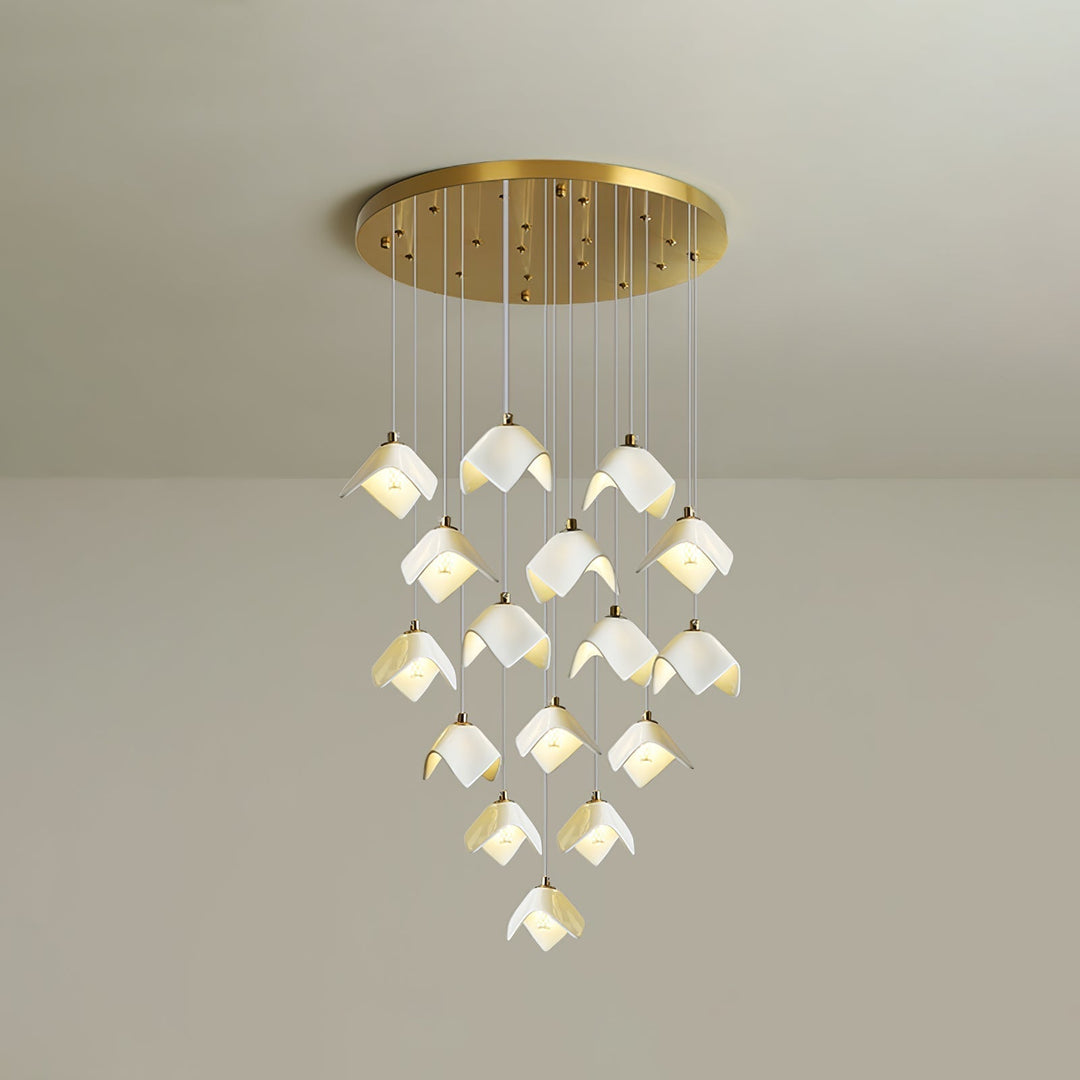 Cithayra Chandelier Géométrique en Verre et Laiton - Neutralighting