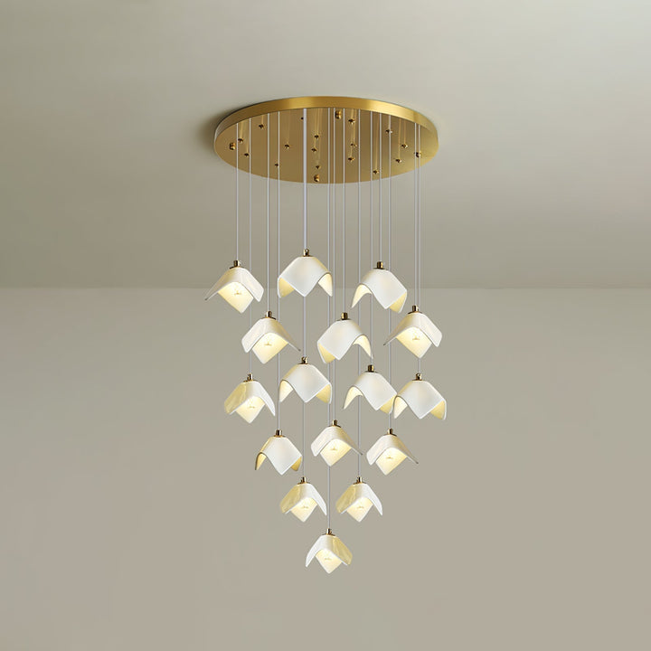 Cithayra Chandelier Géométrique en Verre et Laiton - Neutralighting